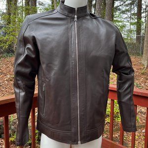 Men's Genuine Lambskin Leather Jacket Slim fit Brown jacket Unisex
